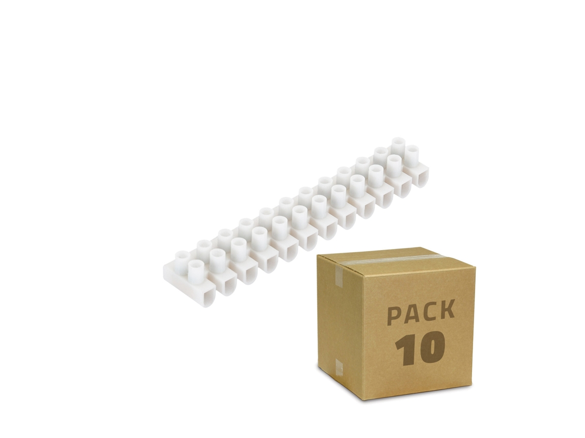Pack 10 unidades de Clema Regleta de 12 Conectores de Cable Eléctrico Blanco
