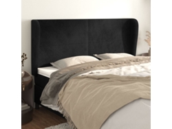 Cabecero Con Orejas De Terciopelo Negro 203x23x118/128 Cm