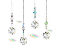 Juego de 4 bolas atrapasoles de cristal prismático con diseño de cristal arcoíris