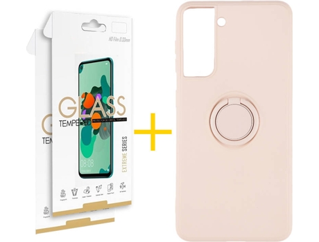 Carcasa + 2 Protectores de Pantalla para Samsung Galaxy S22 Plus 5G SKYHE Rosa Pastel