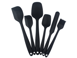 Conjunto de Espátula de Silicone de 6 Peças Utensílios de Cozinha para Assar Preto