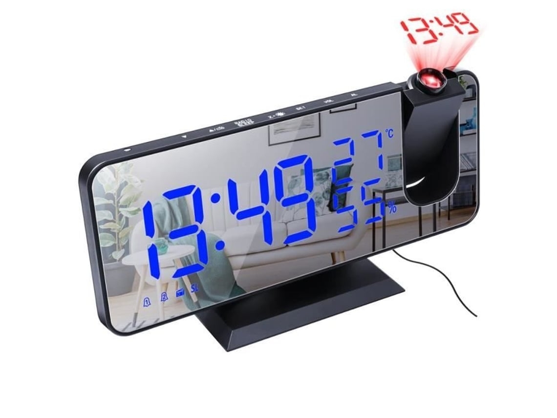 Reloj Digital Led Negro Para Xiaomi, Despertador Electrónico De Escritorio, Radio Fm Usb, Proyector,*