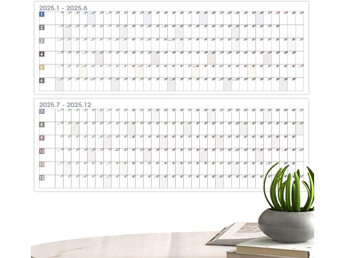Calendario De Pared Anual 2025, De De 12 Meses, De Año Completo, Póster Grande, Planificador De Fechas 2025