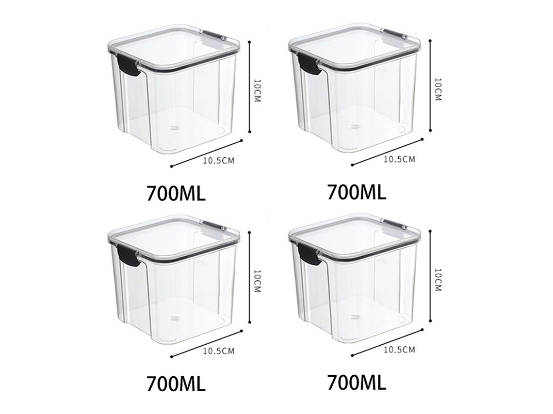 Juego de 5 recipientes herméticos de plástico transparente para almacenar alimentos. Mdug (4 x 700 ml)