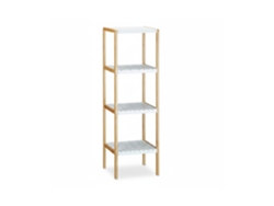 Relaxdays Estantería De Bambú, 4 Niveles, Para Baño, Bambú, 110 X 33 X 34 Cm, Blanco/natural