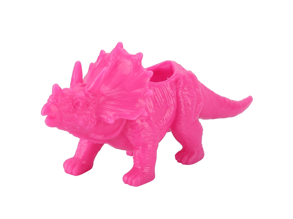 Maceta de cactus Triceratops con suculentas para decoración de jardín (rosa y rojo)
