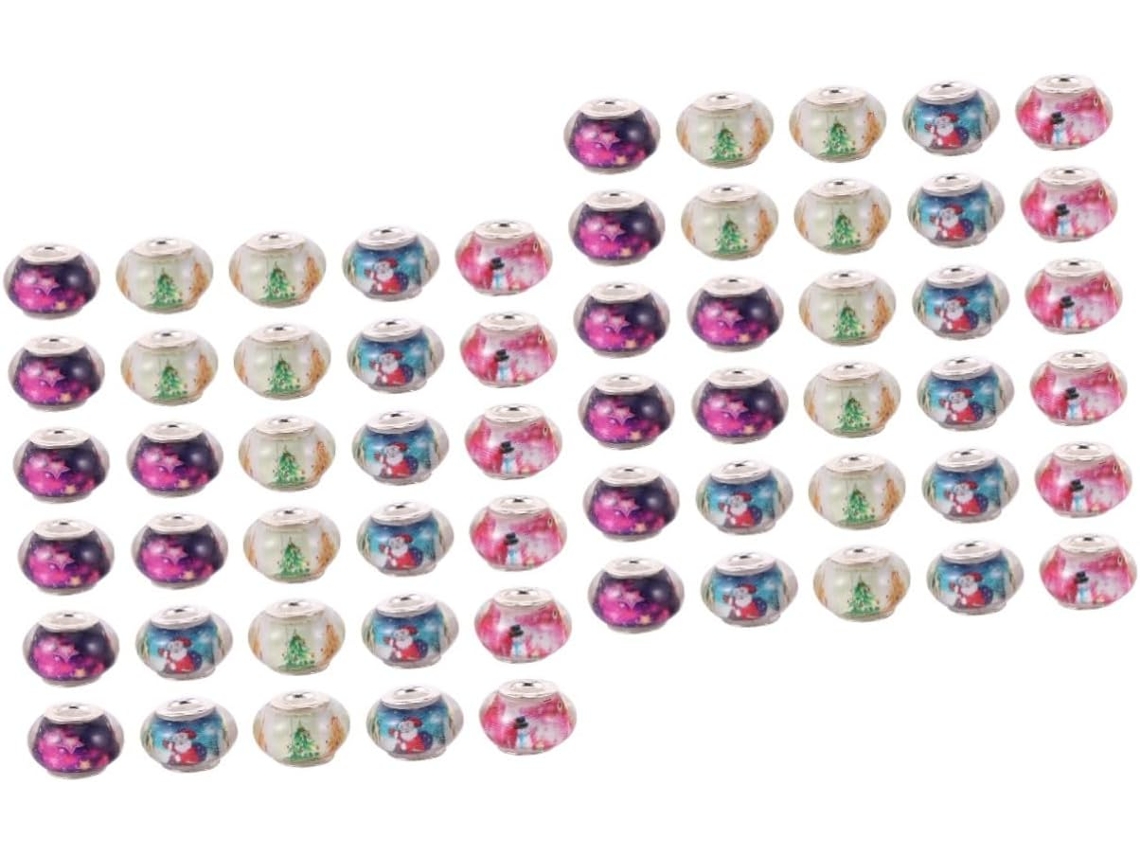 2 Juegos De Cuentas Espaciadoras De Resina Con Estampado Floral, Juego De Agujeros Para Pulseras Y Collares Diy