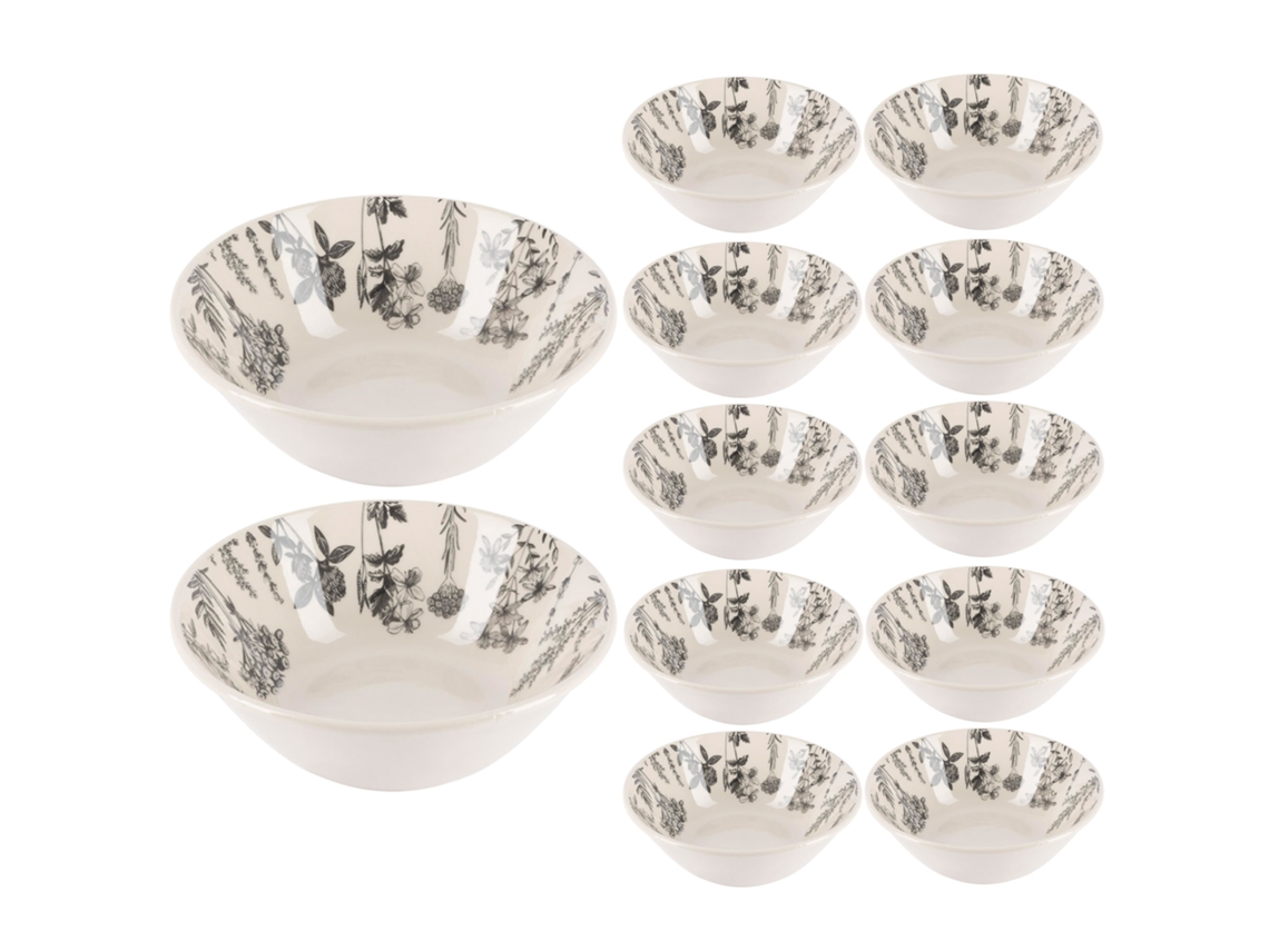 Juego De 12 Boles De Gres Flower De 500 Ml Con Estampado Clásico La Maison Bergner