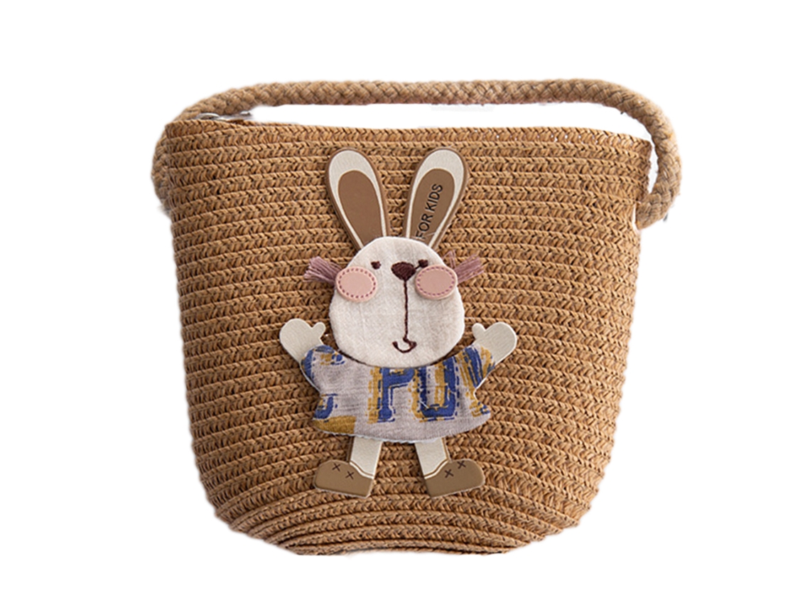 Mochila cruzada infantil con temática de conejo de dibujos animados, mini bolso de playa para niños