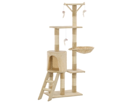 vidaXL Rascador para gatos con poste de sisal 138 cm beige