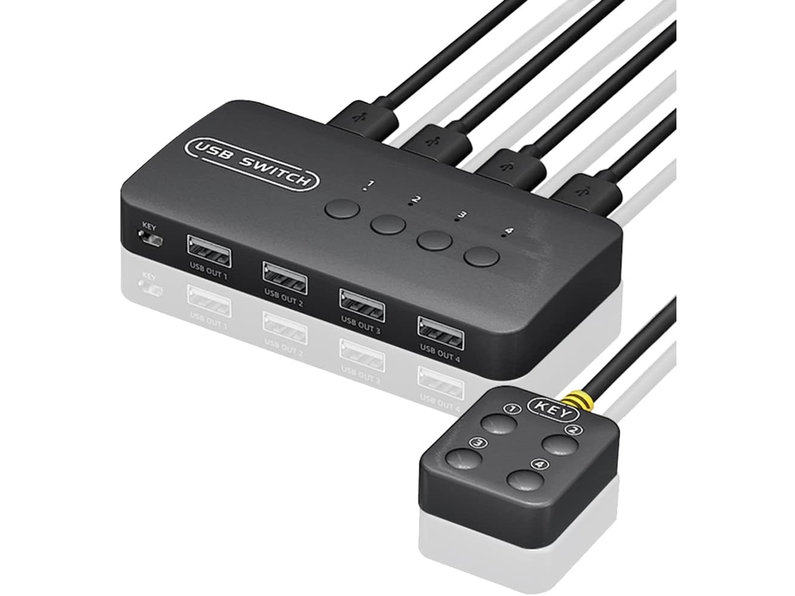 Adaptador Usb Para Mando Compartido, 4 Entradas/salidas, Ordenador, Impresora, Teclado, Ratón, Monitor.