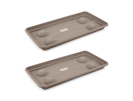 Pack de 2 Platos Rectangulares 57 cm para Jardinera de 60 cm 33L. Taupe PLASTIKEN