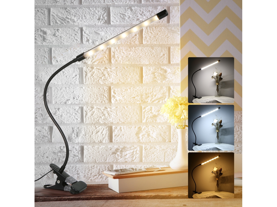 2026-lámpara De Escritorio Clip-on Led Ajustable Con 3 Modos De Luz Y 10 Niveles De Brillo, Ángulo Flexible Para Mesa, Cabecero Y Oficina