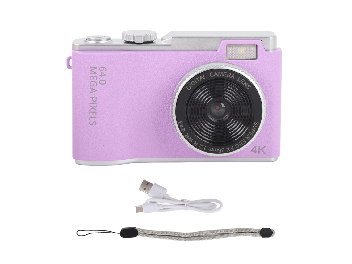 Cámara Digital Compacta 4k 64mp Con Zoom Digital 16x Pantalla Ips 2.4 Pulgadas Antishake Para Viajes Sin Tarjeta De Memoria