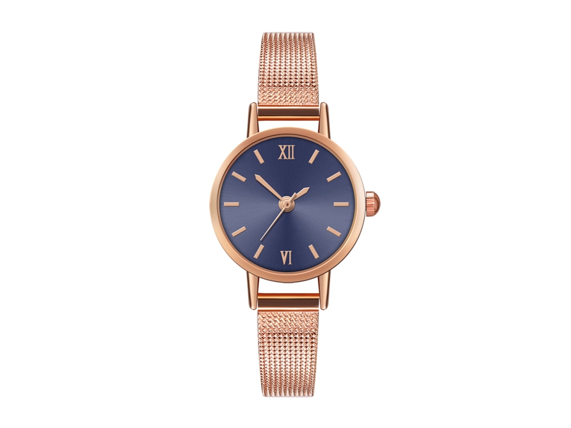 Reloj De Pulsera Sencillo E Informal Con Correa De Malla, Cuarzo Azul, E19-w