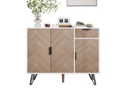 Aparador moderno de madera blanca con cajón y estantes regulables en altura (90 x 30 x 71,5 cm)