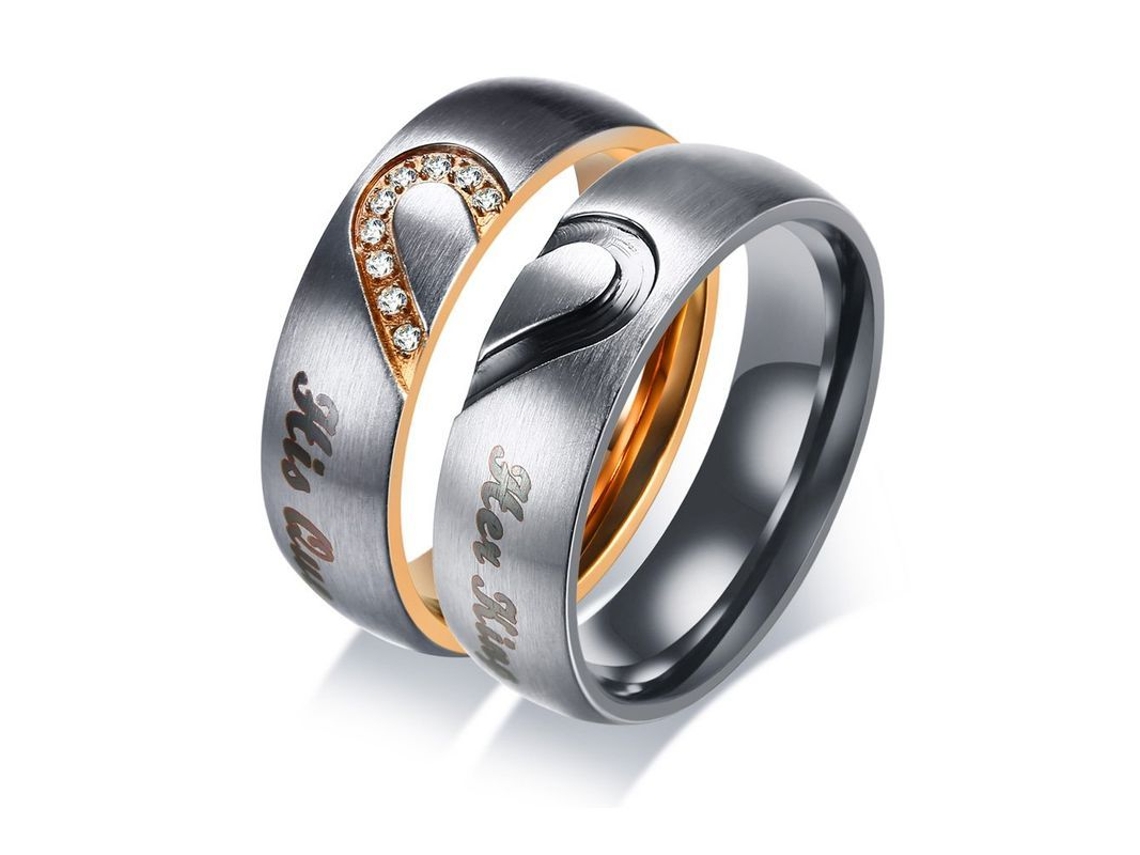 2026-anillos De Compromiso Para Parejas Linjou 2 Piezas Acero Inoxidable Corazón Regalo San Valentín