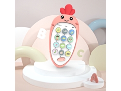 Teléfono de juguete interactivo de silicona con forma de rábano de ATS Baby Toy Phone, teléfono inteligente rosa para bebés.