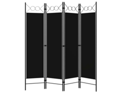 Separador de ambientes con 4 paneles, 160x180 cm, negro.