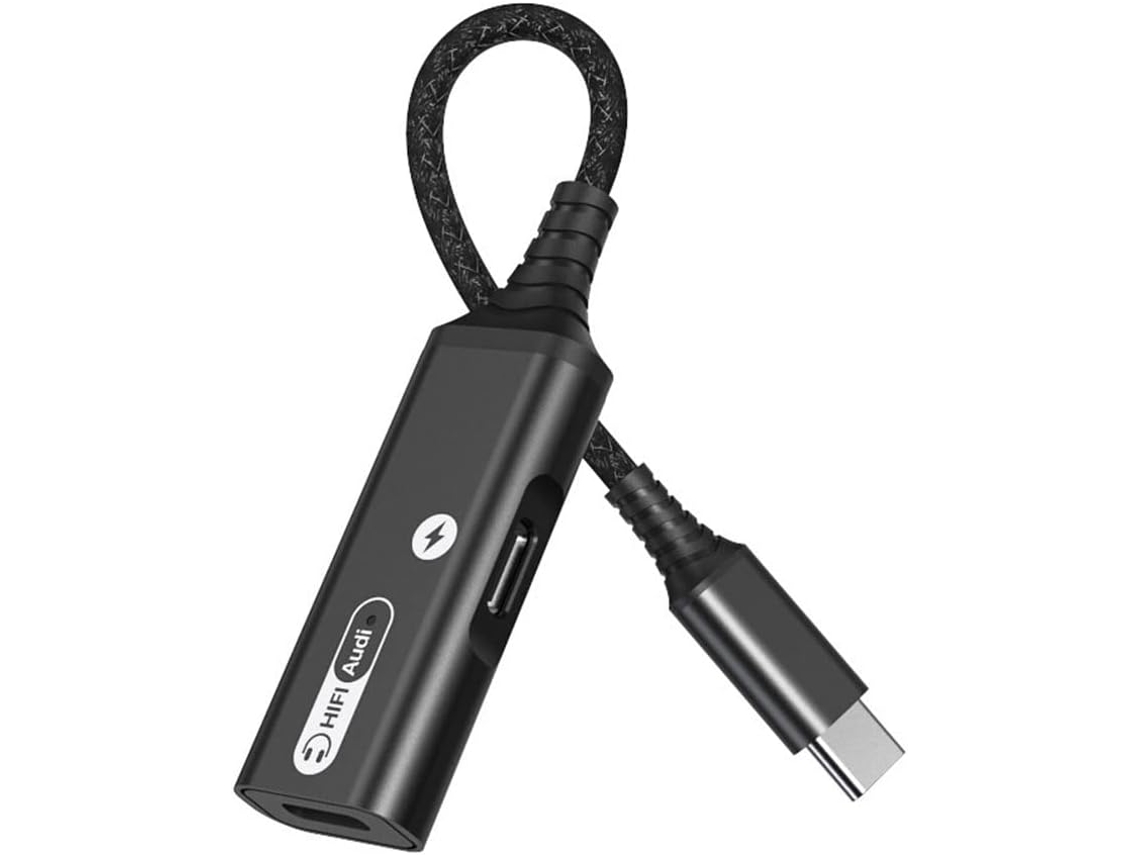 Adaptador Usb Tipo-c A Conector De 3,5 Mm Para Auriculares Y Cargador, Divisor De Audio Auxiliar 2 En 1.