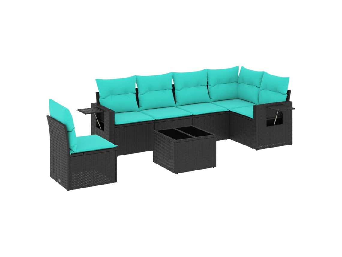 Maison Exclusive - Conjunto De Sofá De Jardín De 7 Piezas Con Cojines, De Poliratán Negro