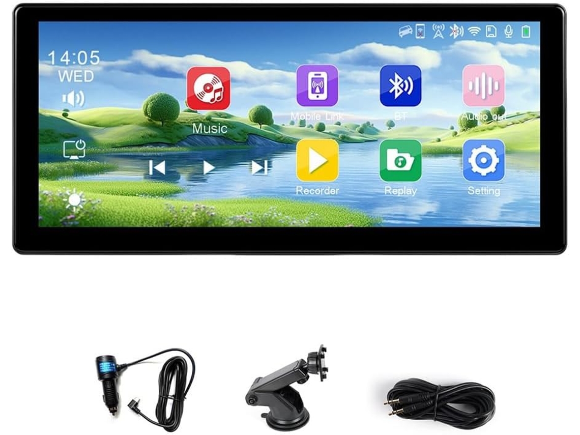 Cámara De Salpicadero Ajustable 4k De 8/9 Pulgadas Con Carplay Y Android Auto