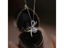 Collar con lazo en plata de ley 925, lujoso diseño veraniego con brillantes diamantes. MDUG (oro blanco)