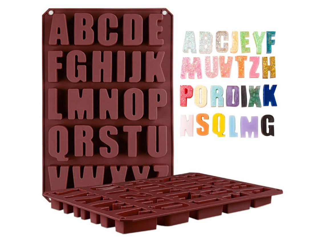 Moldes de letras grandes para resina, molde de silicona con alfabeto mayúscula 3D con borde grueso para soporte, antiadherente de grado alimenticio, libre de BPA, fácil de desmoldar.