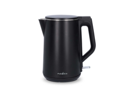 Hervidor eléctrico giratorio de plástico de 1,5 l y 2200 W con controlador Strix, color negro, Nedis