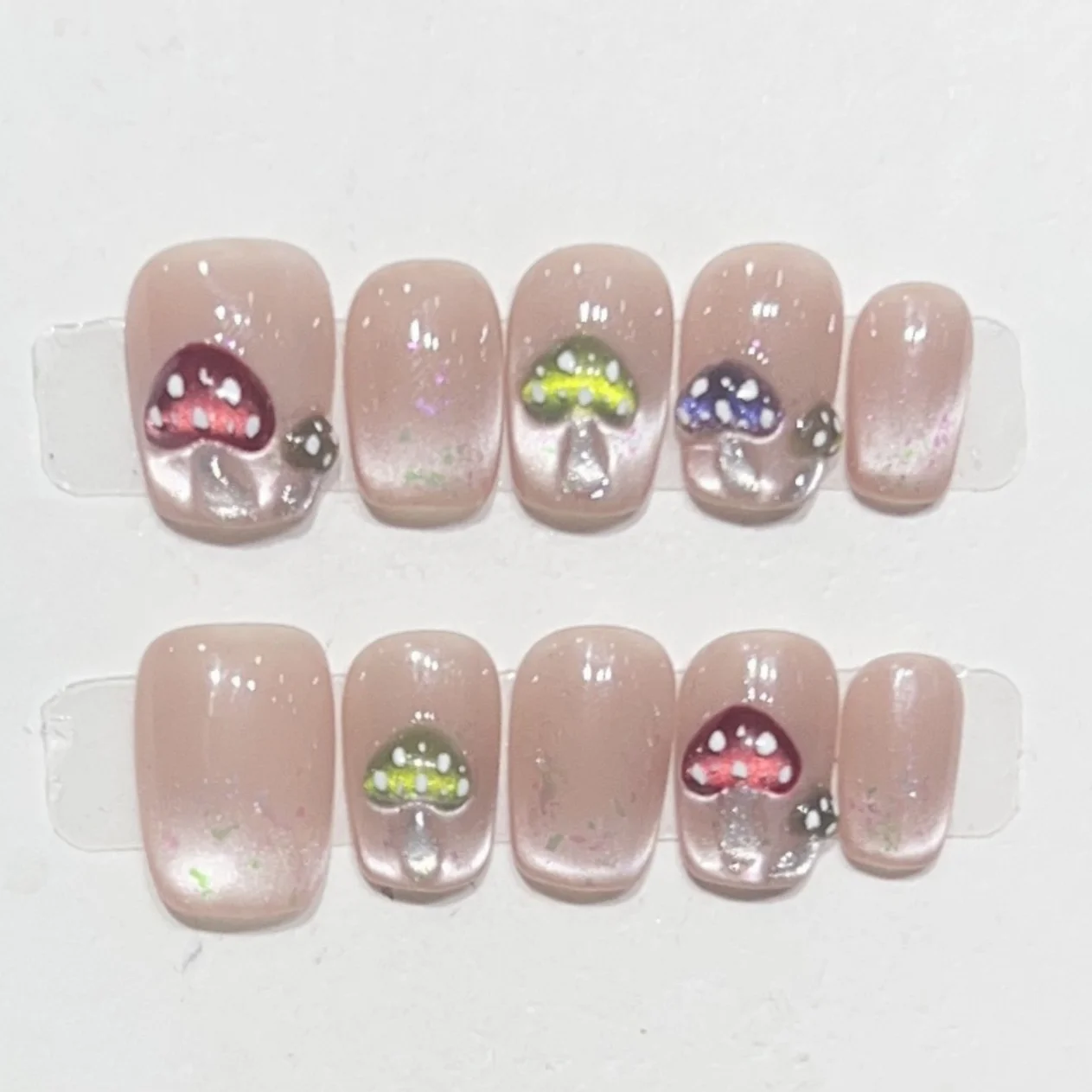 (712 -m) Set De 10 Pegatinas De Uñas Postizas Hechas A Mano Con Diseño De Ojo De Gato