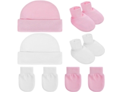 Conjunto De 2 Gorros E Luvas Para Recém-nascidos Em Algodão Confortável E Durável.