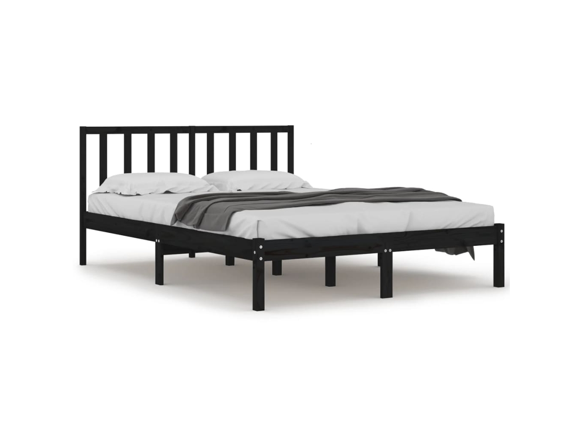 Maison Exclusive - Estructura De Cama De Madera Maciza De Pino Negra 140x190 Cm
