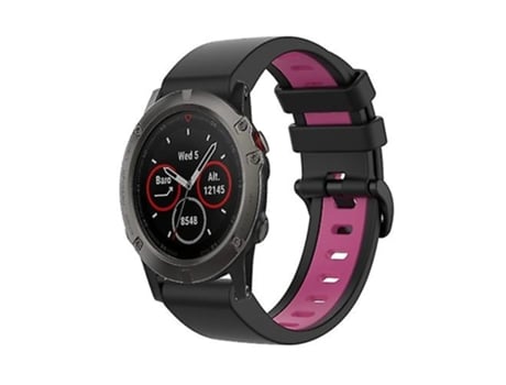 Correa De Reloj Inteligente Para Garmin Fenix 5X Plus 26 Mm Correa De Reloj Deportiva De Silicona De Negro-Rosa VENISYMLIS