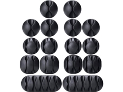 Clips Para Cables, 16 Unidades Adhesivas, Color Negro, Ideales Para Organizar Cables En Casa Y En La Oficina.