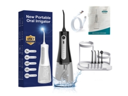 Hilo Dental Portátil Eléctrico Irrigador Bucal Limpieza Bucal Descalcificación - Negro + Soporte De Almacenamiento CHRUI