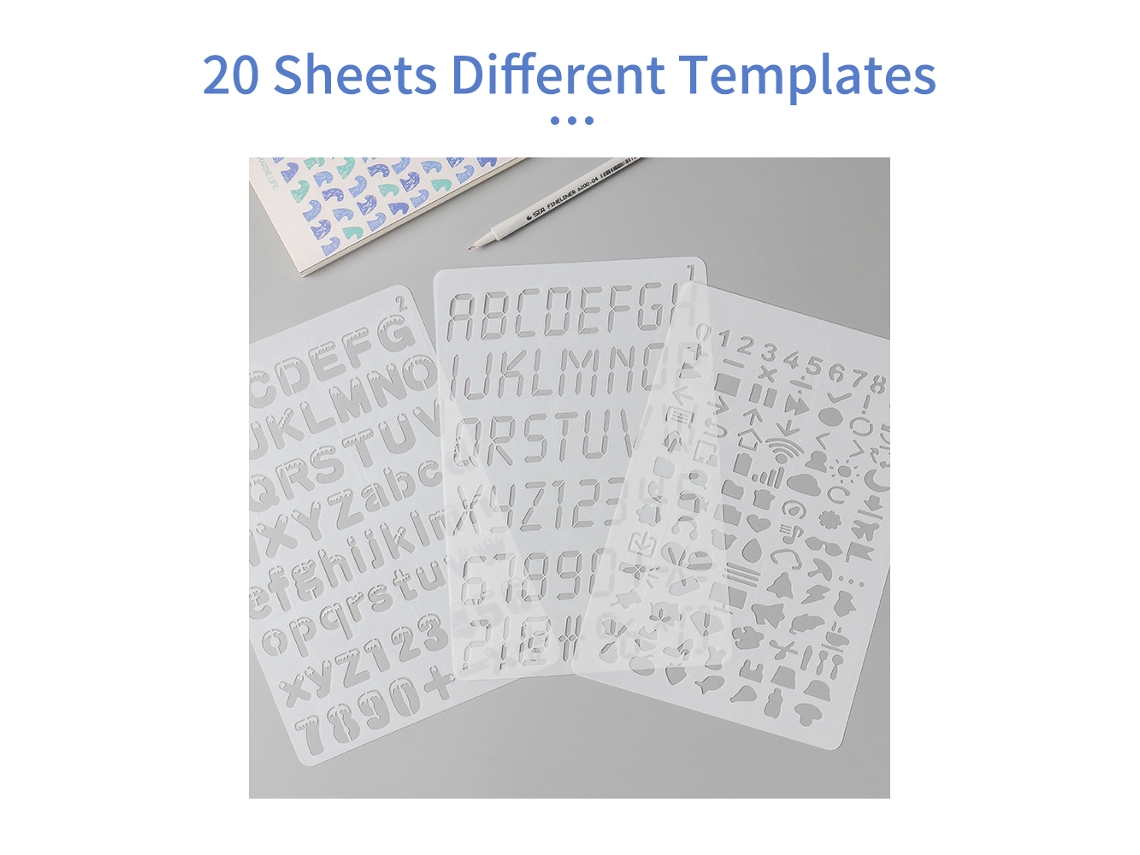 20 Plantillas Reutilizables De Pet Con Letras Y Números Para Dibujar, Hacer Álbumes De Recortes Y Decorar Manualidades, 175 X 261 Mm.