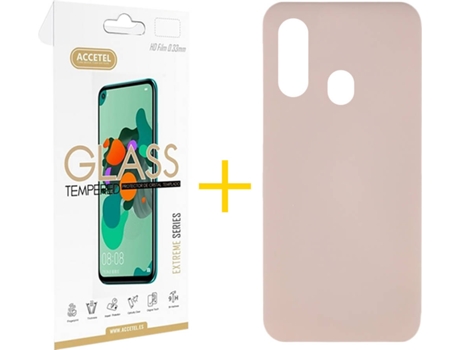 Carcasa + Protector de Pantalla Samsung A20e ACCETEL Rosa Claro