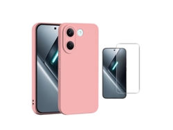 Kit Vidro Clearglass Capa Silicone Líquido Phonecare Para Xiaomi Poco X8 Pro - Rosa