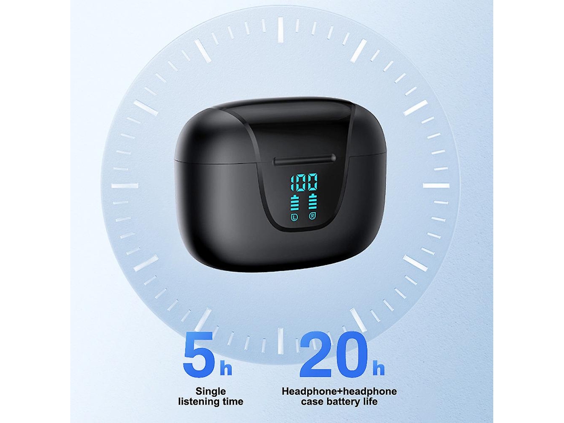 Auriculares Bluetooth True Wireless Auriculares 5.3 Auriculares con estuche de carga con pantalla de alimentación LED