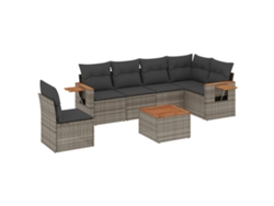 Maison Exclusive - Set De Sofás De Jardín 7 Piezas Con Cojines Ratán Pe Gris