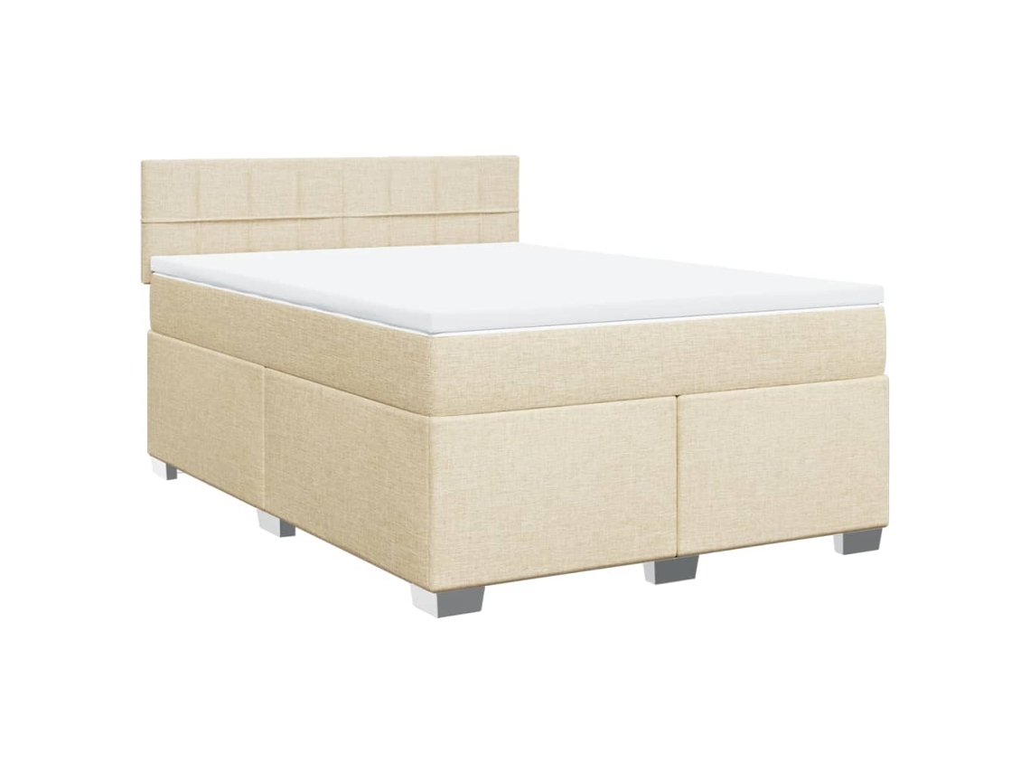 Maison Exclusive - Cama Box Spring Con Colchón Tela Color Crema 160x200 Cm