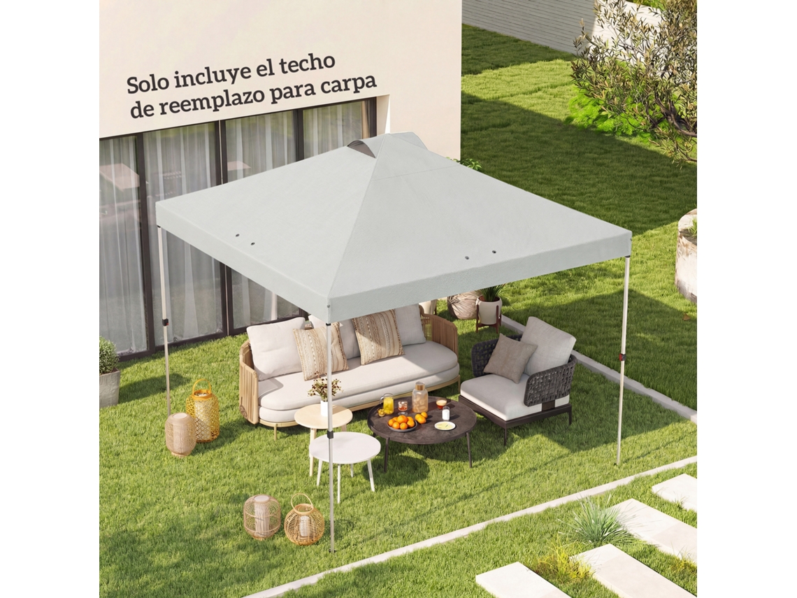Toldo De Pérgola De Substituição 3x3 M, Cobertura De Substituição Para Tenda Dobrável, Tecido Oxford 210d, Proteção Uv 50+, Branco.