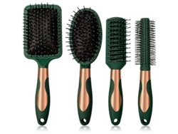Juego De Peines Ovalados Y Redondos Antiestáticos Verdes: Masaje, Desenredado Y Ventilación. Cepillo Plano Para Mujeres Y Hombres.