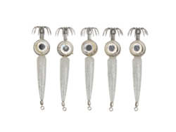 5 Anzuelos De Pesca Led Con Forma De Pulpo Y Luz Para Señuelo, Acero Al Carbono De Alta Penetración, Color Blanco.