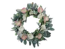 Corona Decorativa De Flores Artificiales De Ratán Para Puerta, Pared, Ventana, Fiesta, Blanca, 40 Cm