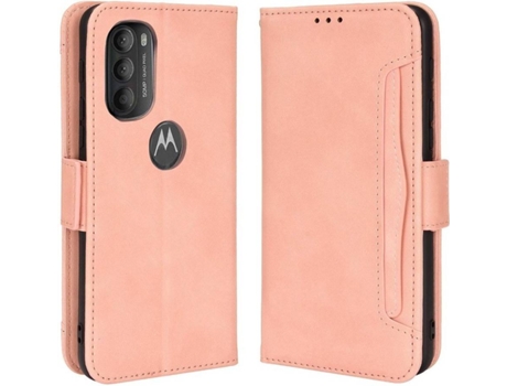 Funda y Protector de Pantalla Motorola Moto G71 5G HFS-HOUSE Cartera Rosa