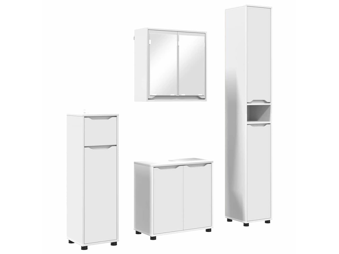 Conjunto de muebles de baño con cajón manual, 4 piezas, blanco, MAISON EXCLUSIVE