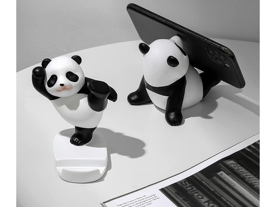 Estatua De Panda De Resina De La Casa Yizhood, Soporte Para Teléfono Móvil, Color Negro