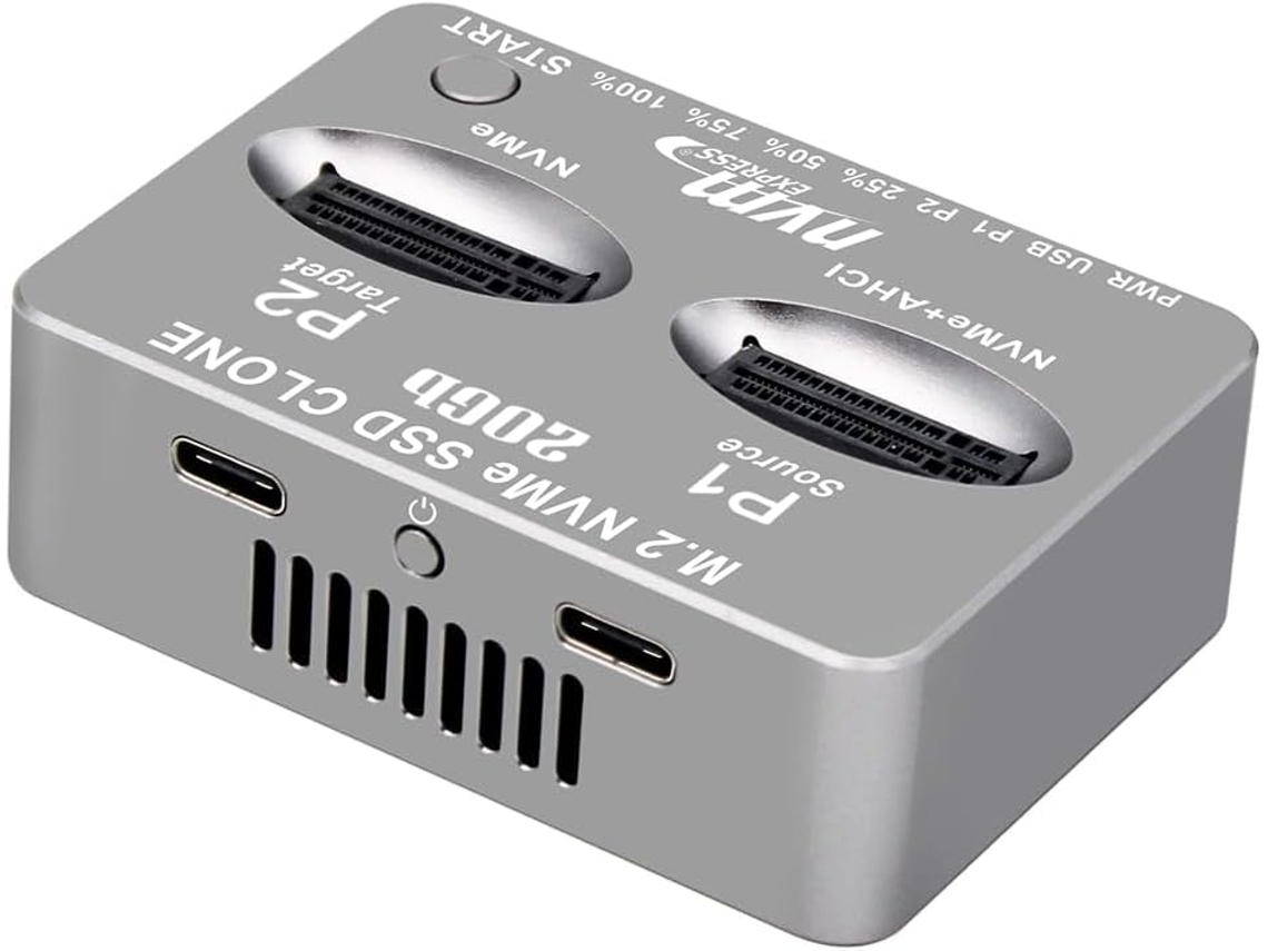 Caja Externa Para Disco Duro Gen2x De Doble Bahía De 20 Gb/s M.2 Ssd De Estado Sólido Key M/bm M.3 Nvme Pci-e