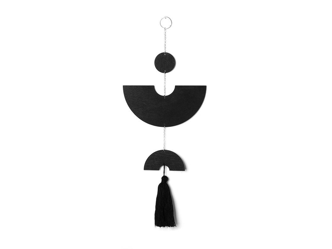 2026-decoración De Pared Boho Arte De Metal Negro Geométrico Con Borlas Macramé Para Dormitorio